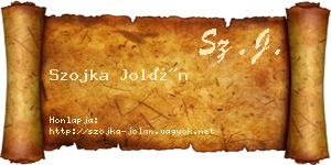 Szojka Jolán névjegykártya